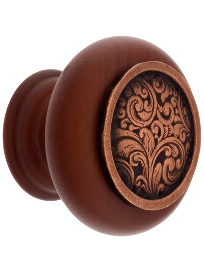 1 1/2 inch Diameter Saddleworth Knob in Cherry/Antique Copper.